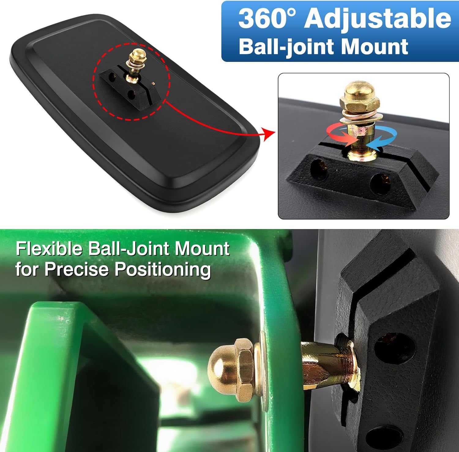 TOP-MAX Universal Tractor Mirrors, Forklift Rearview Mirror, Truck Mirrors Compatible With Farm Excavator, Dump Truck, Lorry, Car, Trailer, RV, Motorhome, Plow, Rear View Mirror 5.3x9inch (2Pcs)