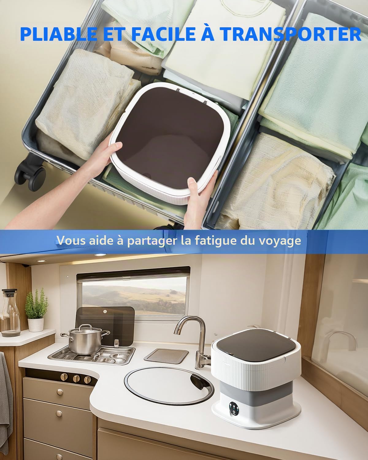 SUPAREE 16L Mini Machine à Laver Pliable Portable 1.8kg pour Camping Car Appartements