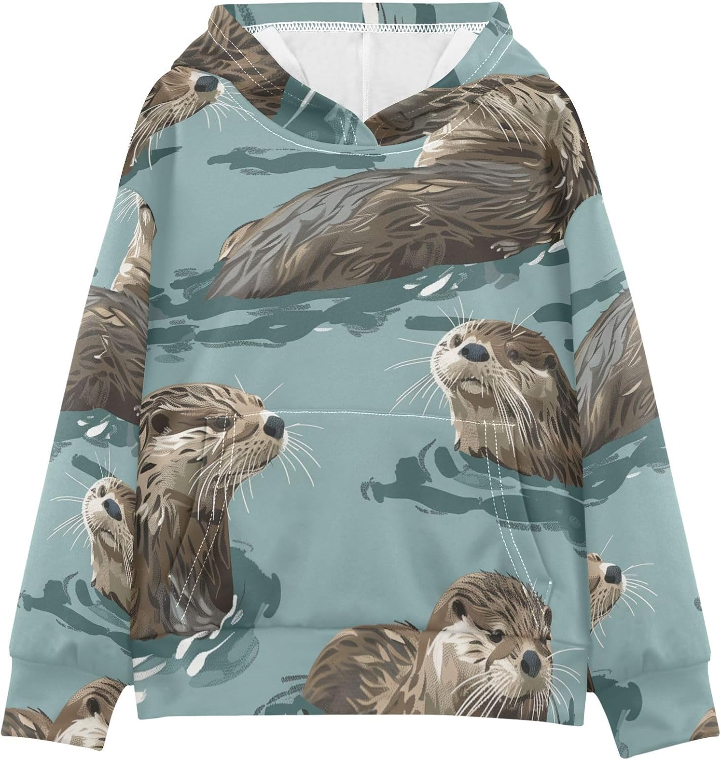 ZZXXB Otters Kids Sweatshirts Boys Girls Hooded Kangaroo Pocket Pullover Tops XS-XXL