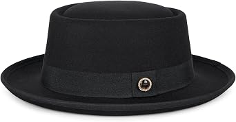 Fedora Hats for Men & Women Pork Pie Hat Flat Top Felt Hats Panama Wide Brim Dress Hat