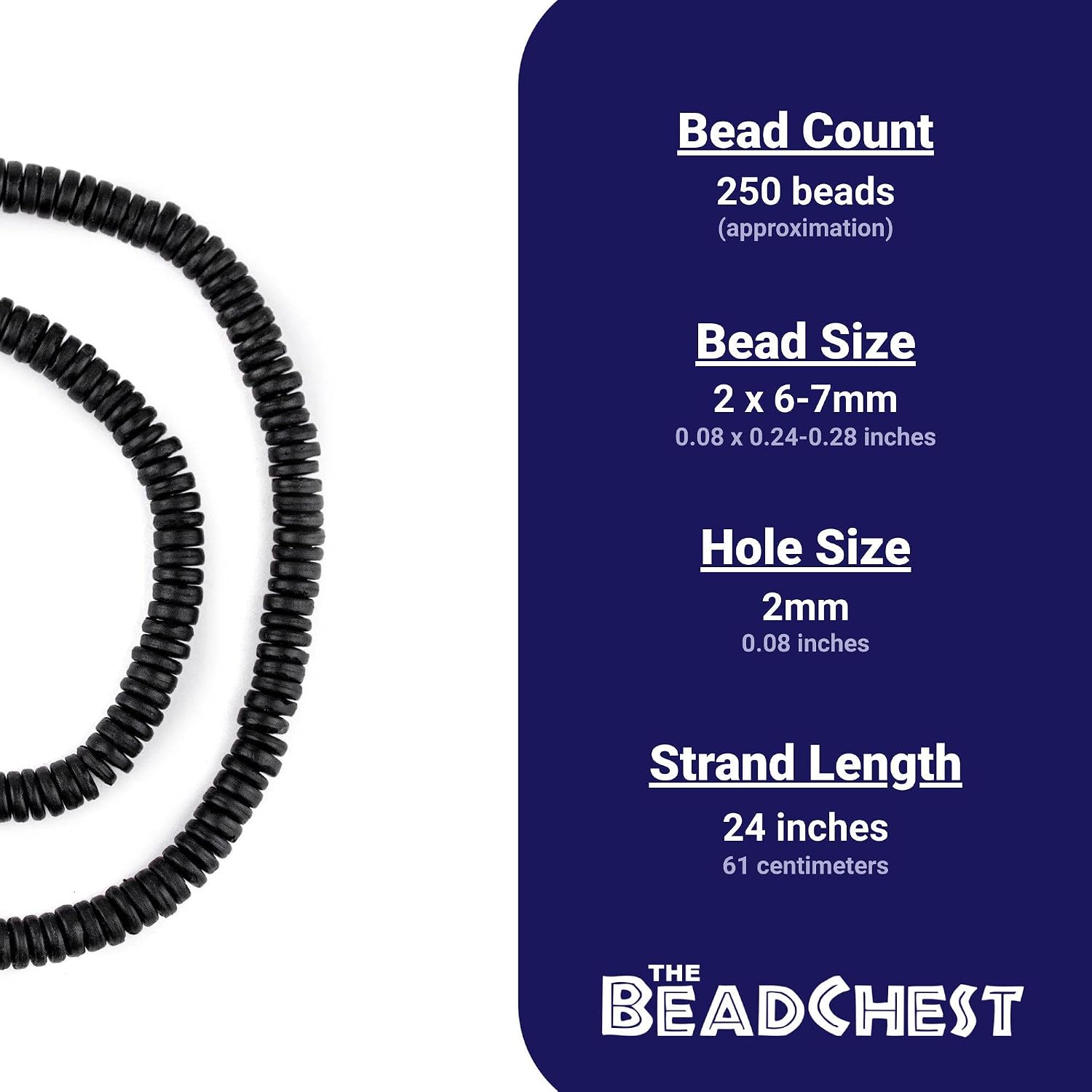 The Bead Chest 6mm Black Bone Button Beads: Nepal Flat Round Disk Heishi Beads for DIY Necklace Jewelry Making image 4