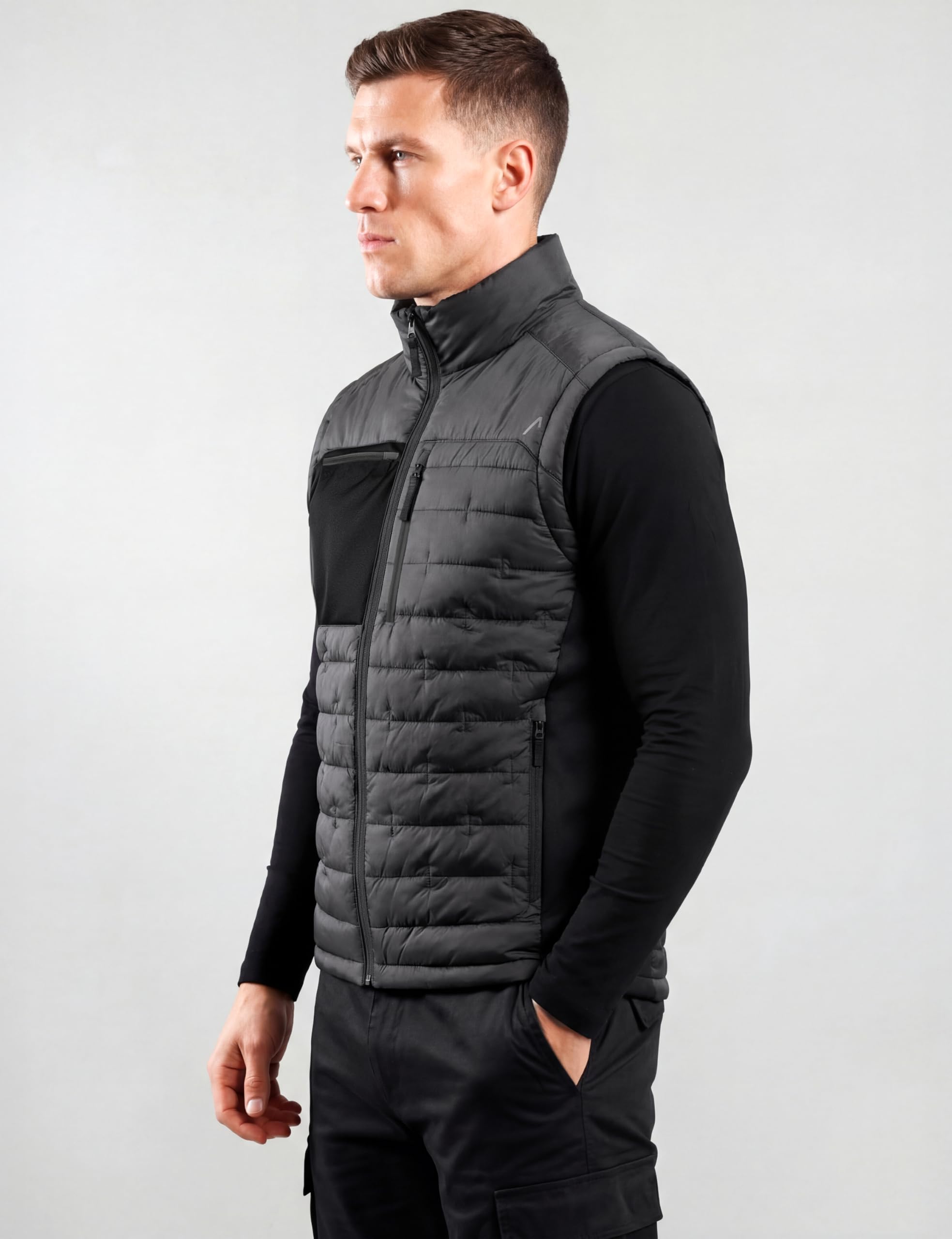 ACE Constructor Gilet da lavoro da uomo - con collo in pile e 4 tasche per il lavoro - gilet caldo da uomo