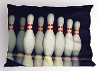 Vista 8 de Bolos decoraciones de fiesta funda de almohada por Ambesonne, bola roja con difusión Skittles vibrantes abstracta vibrante Arte, decorativo impreso