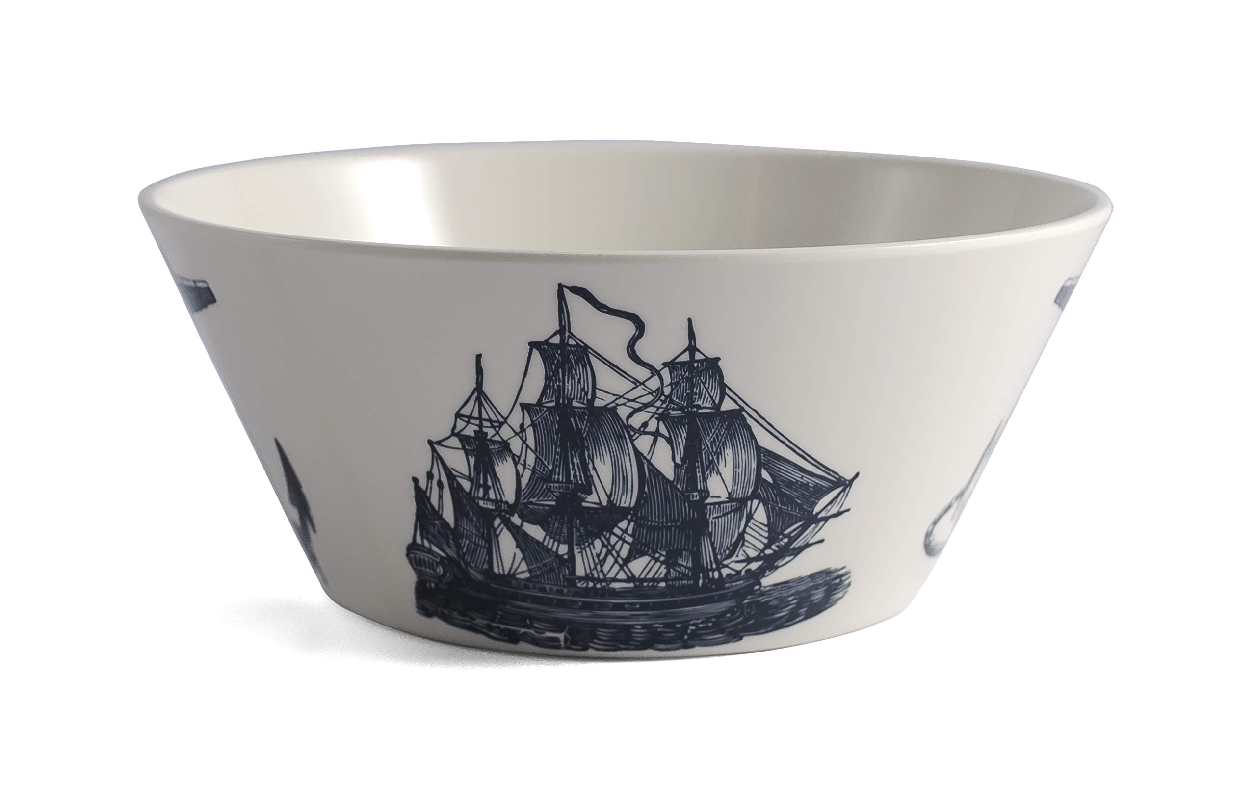 THOMAS PAUL Scrimshaw Serving Bowl, 11.25"d x 4.75"h, Navy