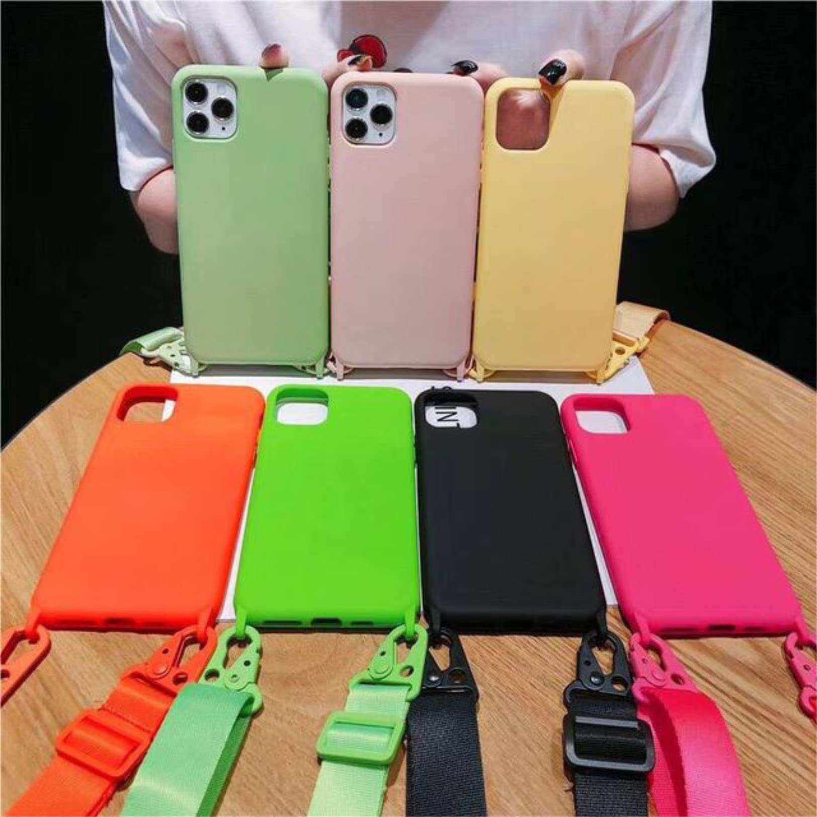 Custodia morbida trasparente luminosa per iPhone 14 Pro Max Collana a tracolla con cordino Custodia in silicone per Apple 13 12 11 Pro Max Cover trasparente acquista in modo economico - spedizione