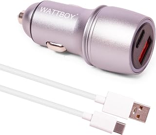 WATTBOY 125W Fast Car Charger, Metal, SuperVOOC QC+PD, Dual Port USB-A and USB-C, with USB Charging Cable Price In India