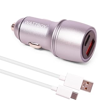 125W Fast Car Charger, Metal, SuperVOOC QC+PD, Dual Port USB-A and USB-C, with USB Charging Cable