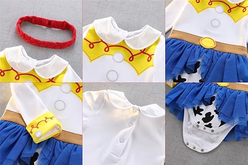 Miniatura 4 de Dressy Daisy - Mameluco con diadema para bebé y niñas pequeñas, diseño de cowboy, disfraz de princesa para Halloween, cumpleaños, fiestas, talla 12