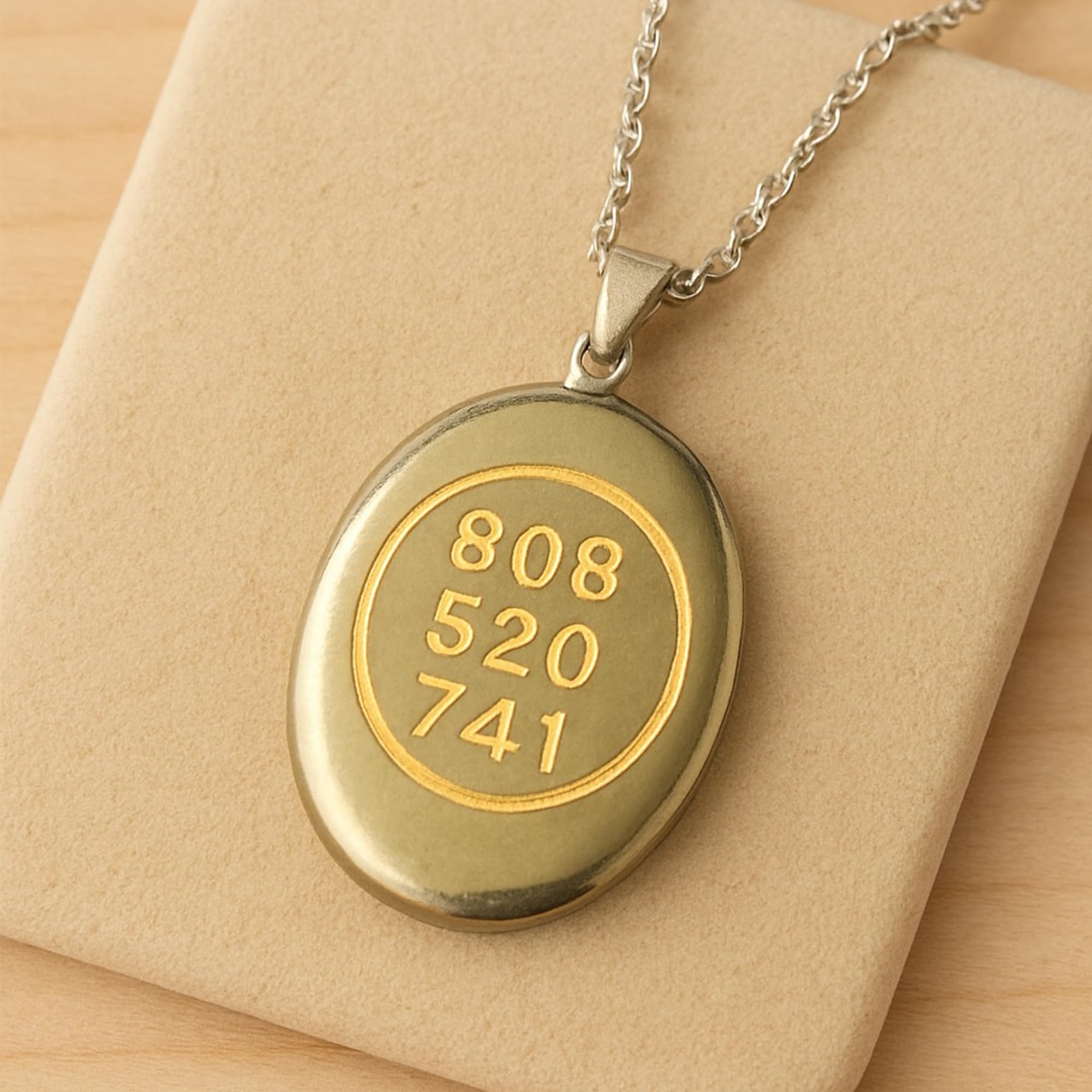 Serein Pyrite Zibu Coin Pendant Healing Crystal Money Magnet Locket Attracted Cash Flow Wealth Stone with Angelic Number Oval Shape Good Luck Charm Necklace Spiritual Vastu Wellness for Man & Women 3
