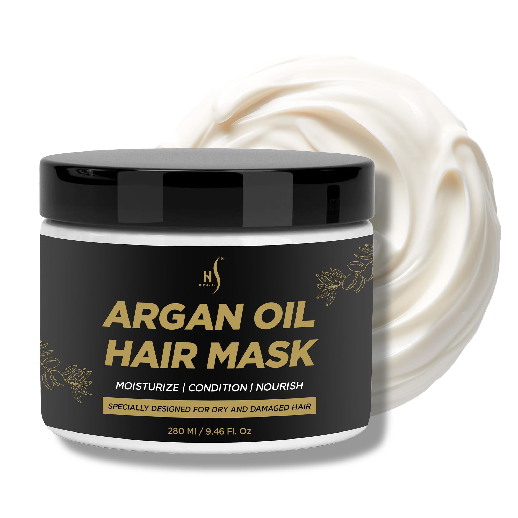 - HerStyler Argan Oil Hair Mask - Repair Mask for Dry Damaged or Frizzy Hair - Conditioning and Moisturizing - 9.46 Fl. Oz.