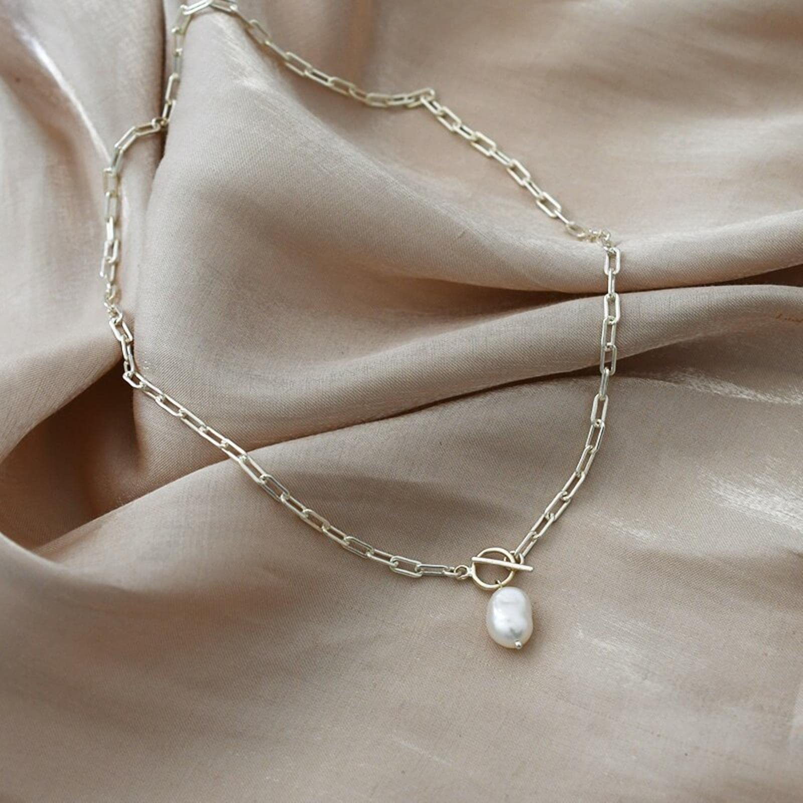 Collar De Plata De Ley 925 con Perlas Naturales De Agua Dulce, Joyería De Moda para Mujer