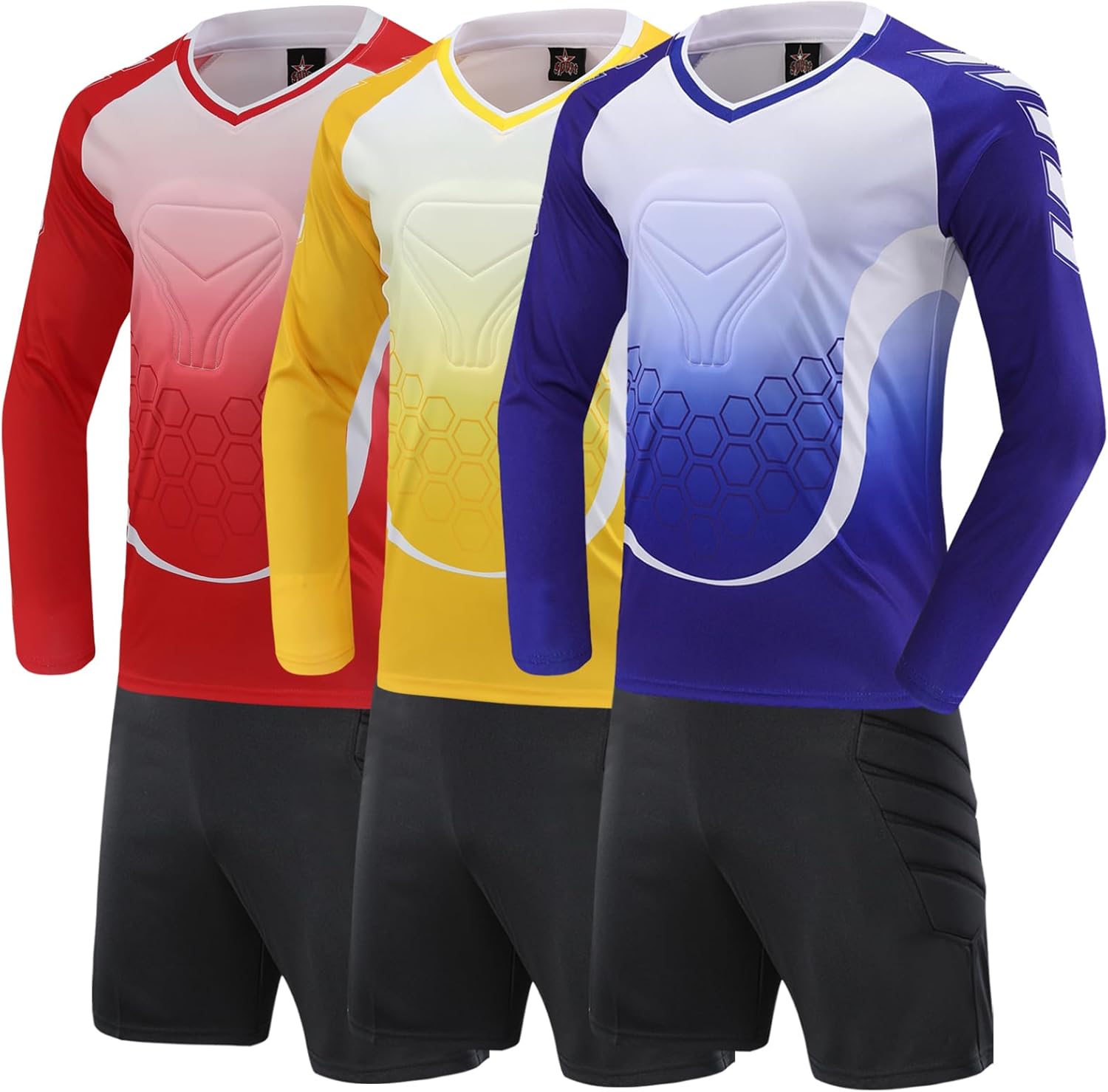 Kids Soccer Goalie Jersey and Shorts,Youth/Boys Long Sleeve Shirt Soccer Goalkeeper Jersey - Image 6
