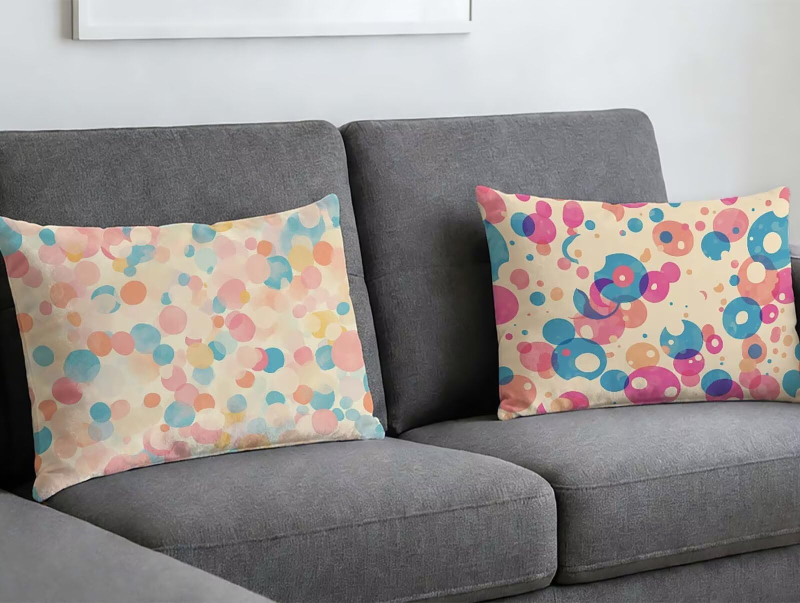 Housse de coussin 40x80 cm en velours : lot de 2 taies d'oreiller au design abstrait pour salon
