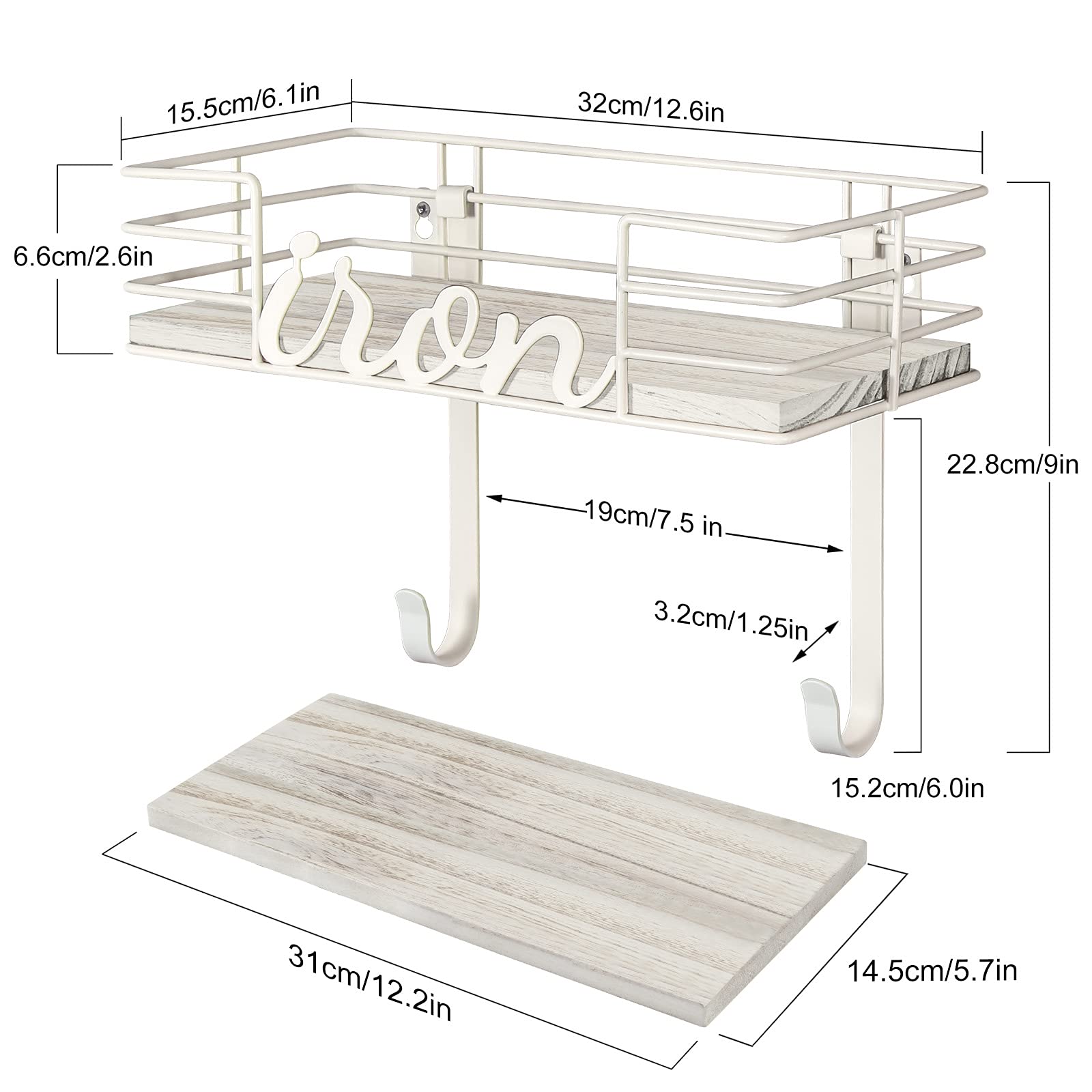 Supporto Parete Per Asse Da Stiro TJ.MOREE - Organizza Lavanderia Con Base Legno E Ganci - Foto 9