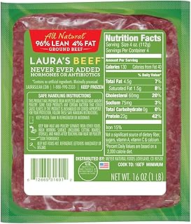 Laura's Lean Ground Beef, 96% Lean 4% Fat, Heart-Healthy, All-Natural, A...