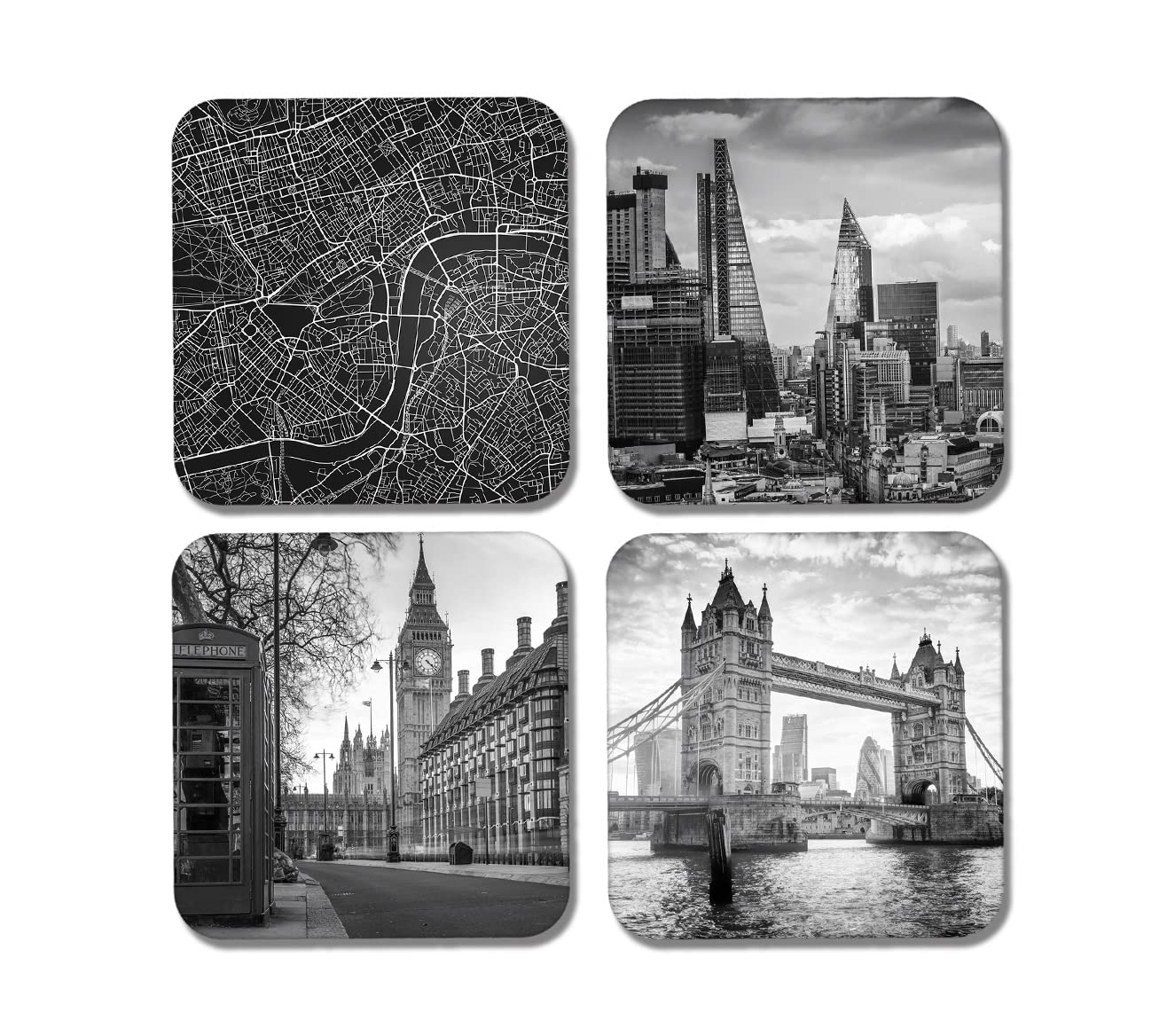 DV DESIGN 4 x Square London Coasters - England Map Landmarks Travel Holiday UK Gift #77911