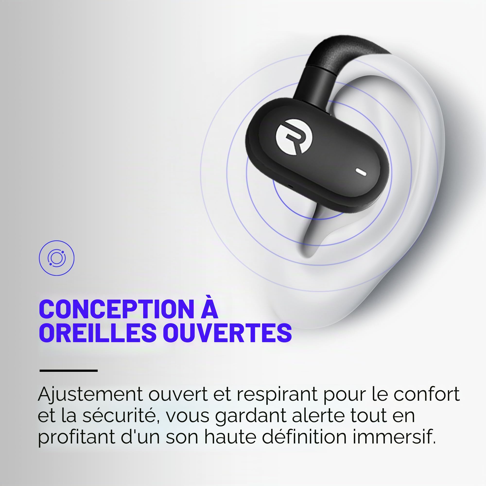 Raycon Écouteurs Ouverts pour Fitness - Écouteurs sans Fil Bluetooth, écouteurs de Course, écouteurs résistants à la Sueur et à l'eau, autonomie de 40 Heures