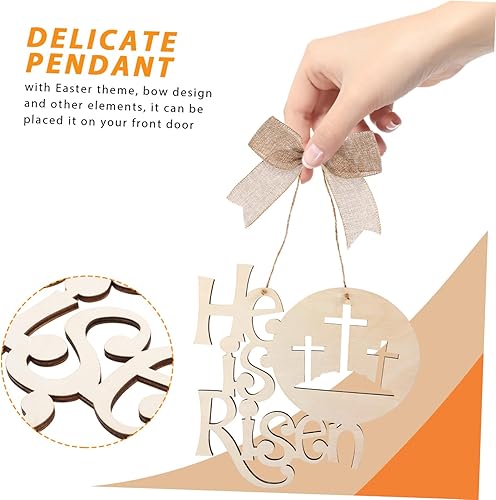 Miniatura 9 de LIFKOME Pendant He Is Risen Door Sign Door Wall Easter Religious Sign Easter Hanging Wood Wall Sign Rustic Religious Spring Sign Round Door Hanger