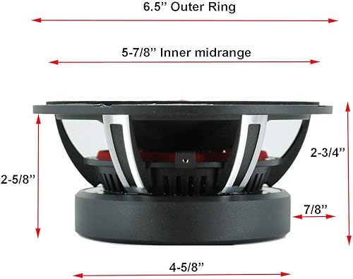 Miniatura 7 de 4X Gravity WZL6 - Altavoz coaxial de audio para automóvil de 6.5 pulgadas, altavoz de alcance medio, 800 vatios, potencia máxima, 4 ohmios de