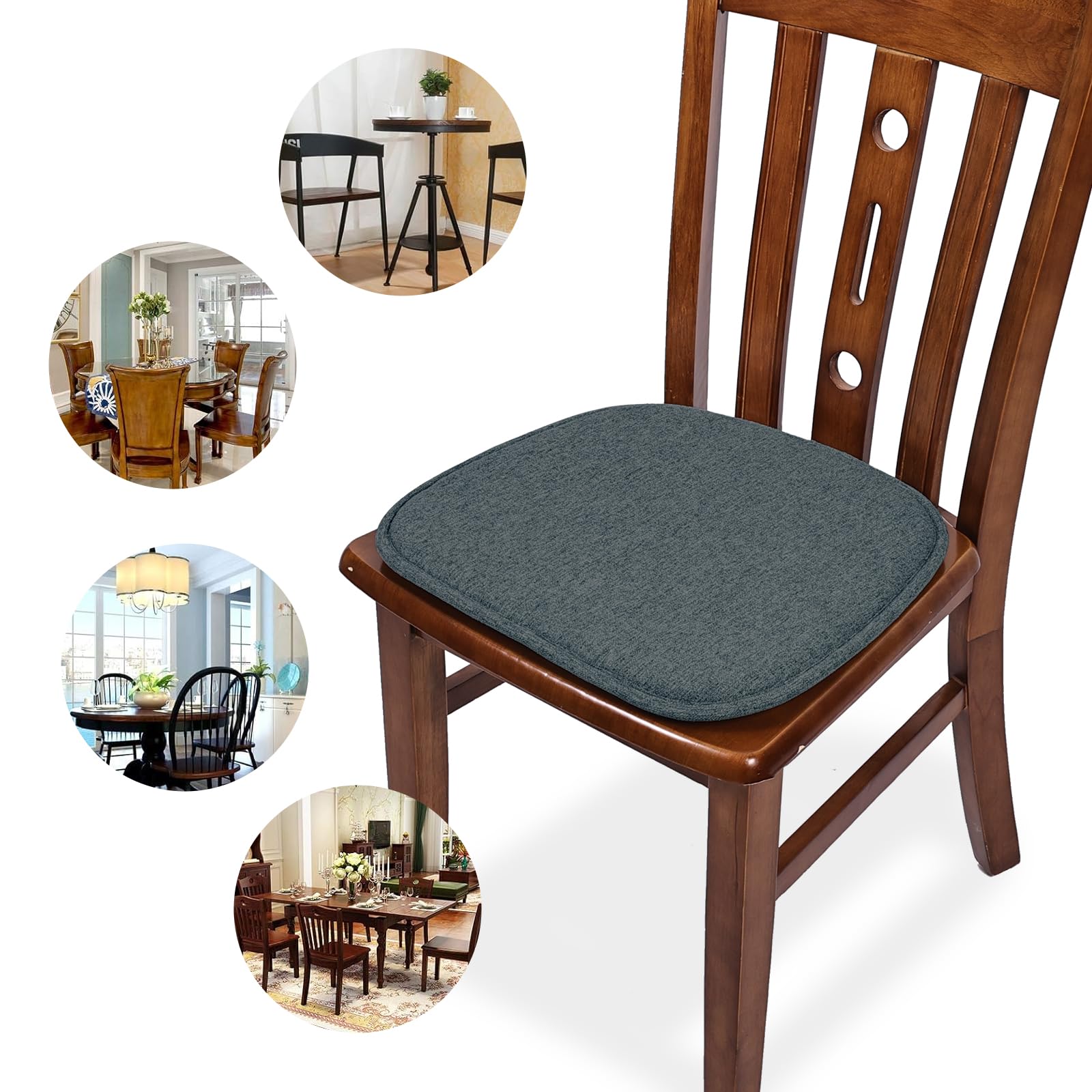 Cuscini Antiscivolo per Sedie 41x39 cm Set di 2 Nero