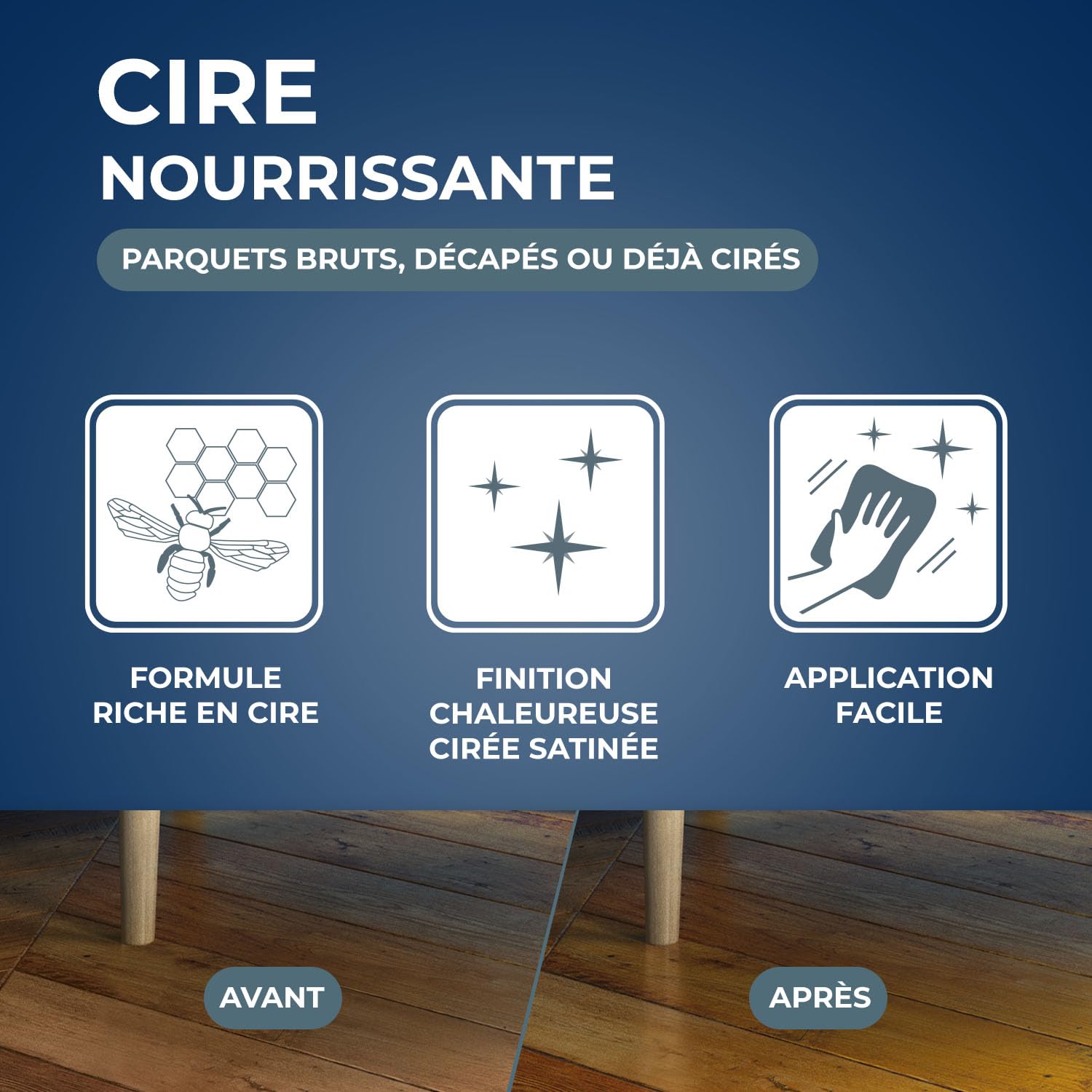 STARWAX Cire concentrée pour parquets cirés 1L, nourrit et embellit les parquets bruts et déjà cirés, finition satinée lumineuse, non glissant, rendement 30m²/L
