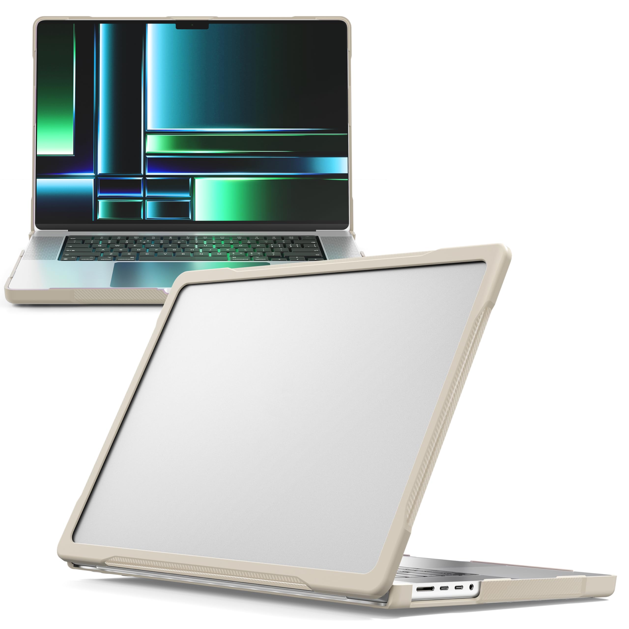 Funda MacBook Air 13 antihuellas con doble capa rígida de plástico resistente caqui 8