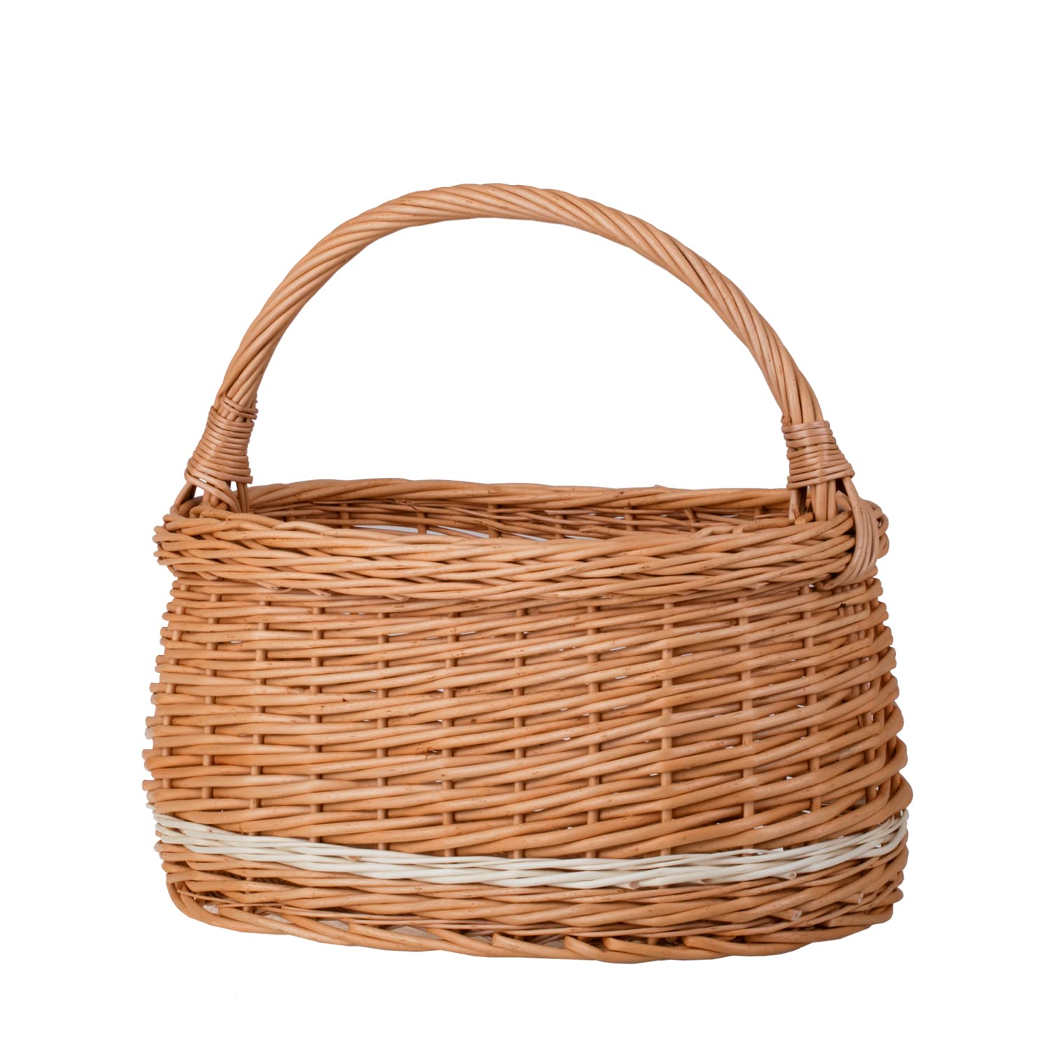 e-wicker24 Kosz na zakupy z wikliny, koszyk w naturalnym kolorze, kosz prezentowy