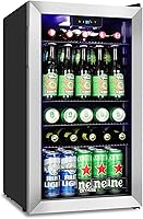 ORYMUSE 3.2 Cu Ft 130-Can Beverage Refrigerator, Compressor Cooling, Glass Door Mini Fridge for Soda Beer Wine, Adjustable Shelves, Digital Control