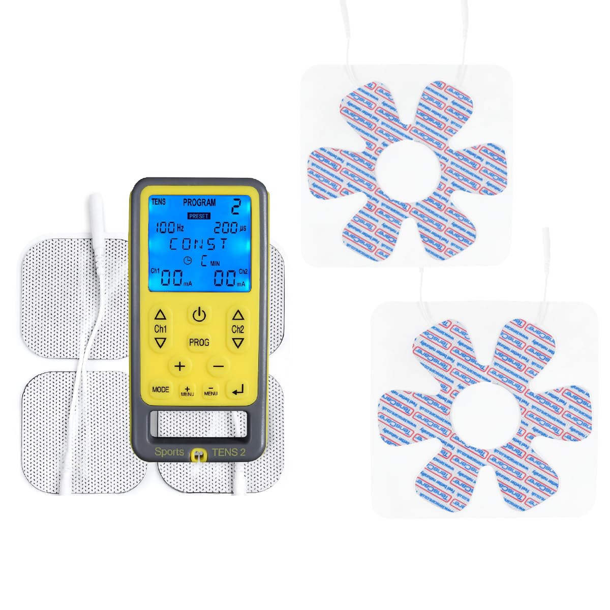 TensCare SportsTENS Bundle – Elettrostimolatore Muscolare EMS e TENS con Massaggio per Sollievo dal Dolore, Recupero e Tonificazione + Elettrodi TENS SF150 per Ginocchia, Spalle, Gomiti e Articolazion