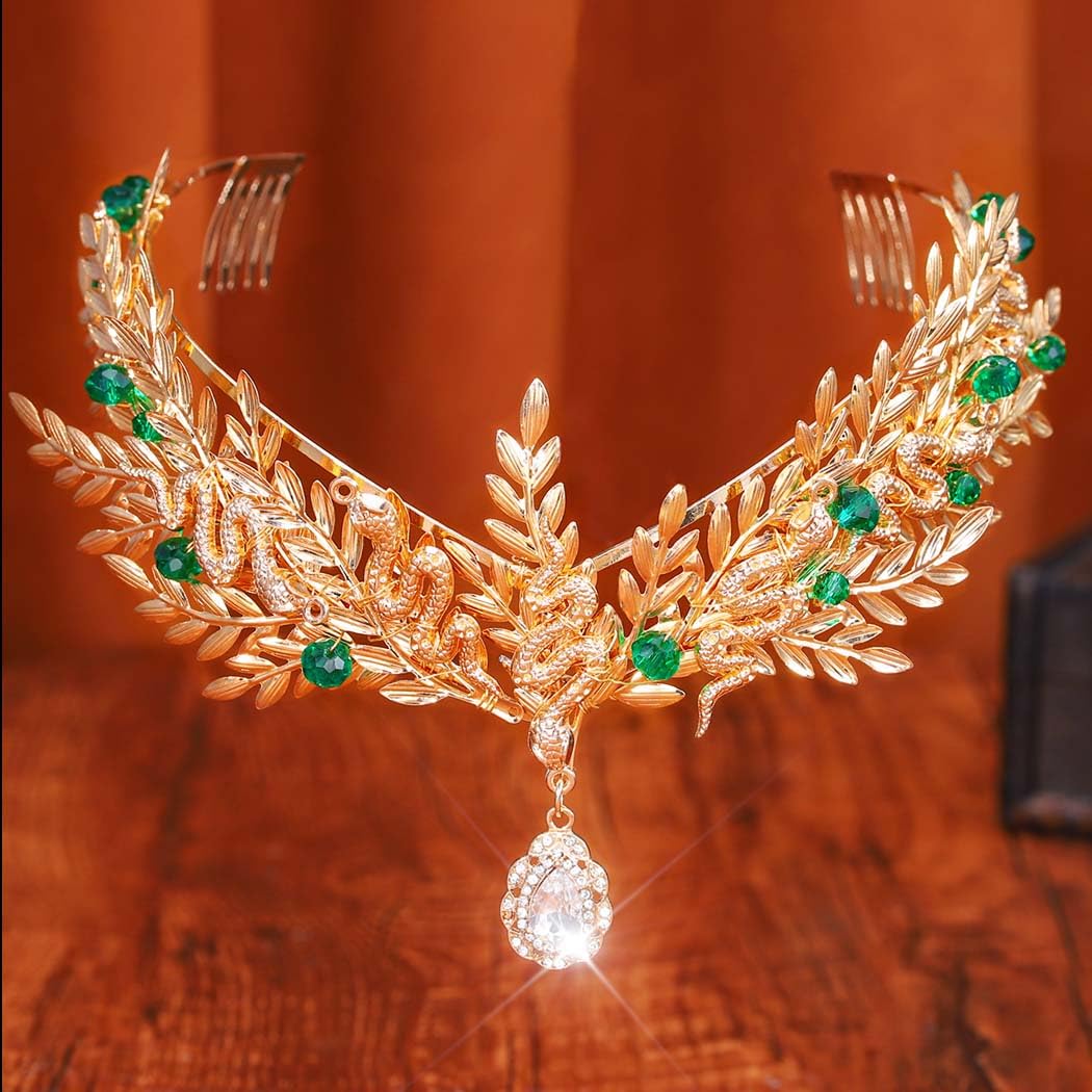 Kilshye Fascia per capelli con foglie color oro, serpente, festival, foglie, accessorio per capelli da donna