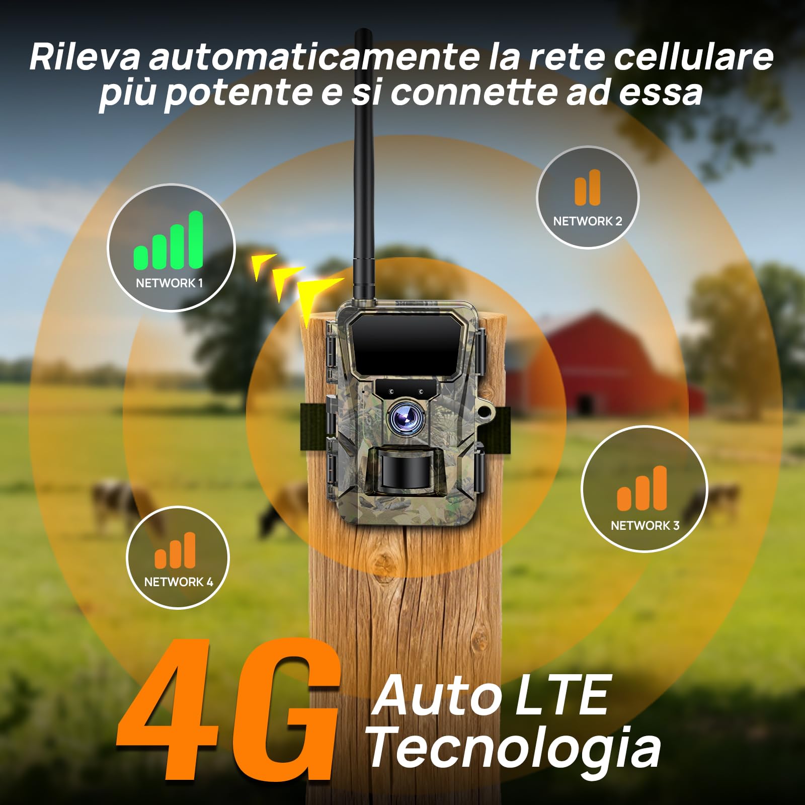 iZEEKER 2 en 1 Fototrappola Solare 4G LTE con SIM e 64GB Scheda Micro SD, HD 48MP Fotocamera Caccia Visione Notturna, Batteria 5200mAh, APP Controllo Remoto, Senza Wi-Fi, IP66 Impermeabile per Fauna