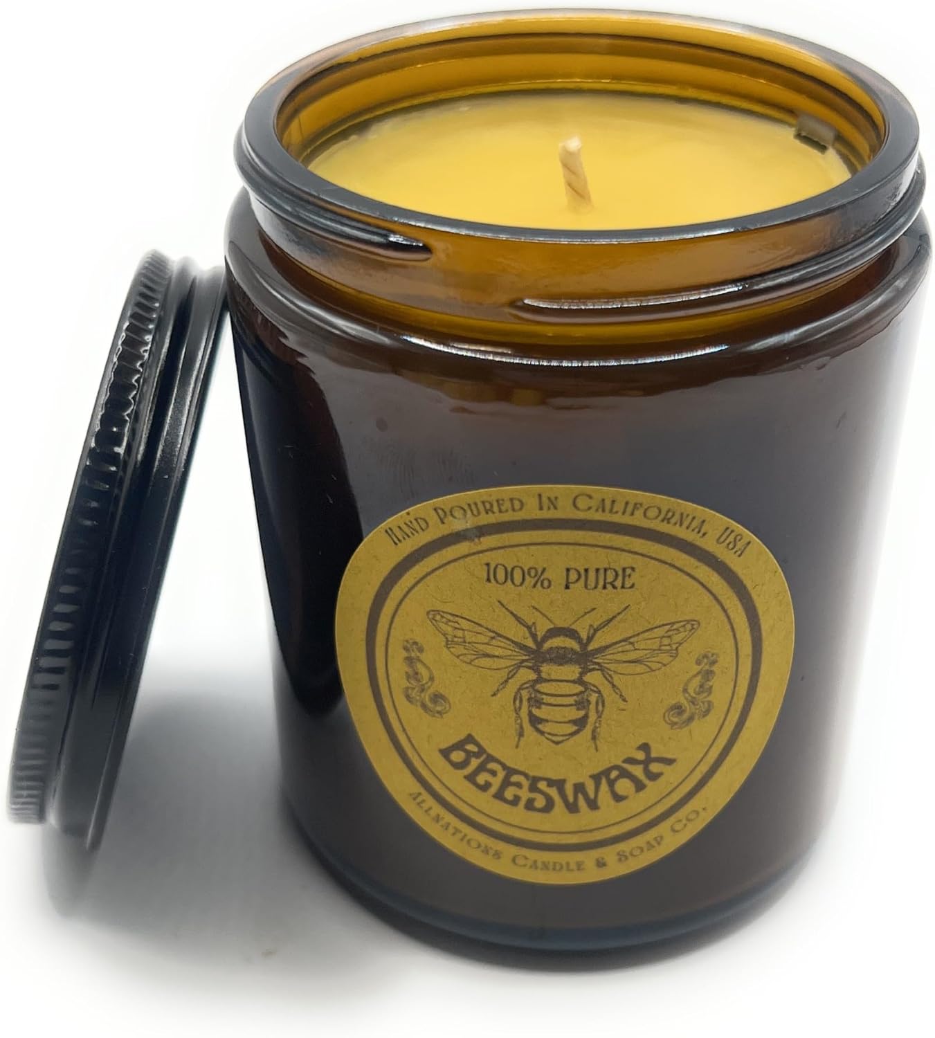 Allnations Candle Co. 100% Organic Raw Beeswax Candles. Up to 54 Hours Long Burn Each - for Thanksgiving, Meditation, Prayer, Party, Room Table Decoration - Hand Poured - Unscented - (8oz)