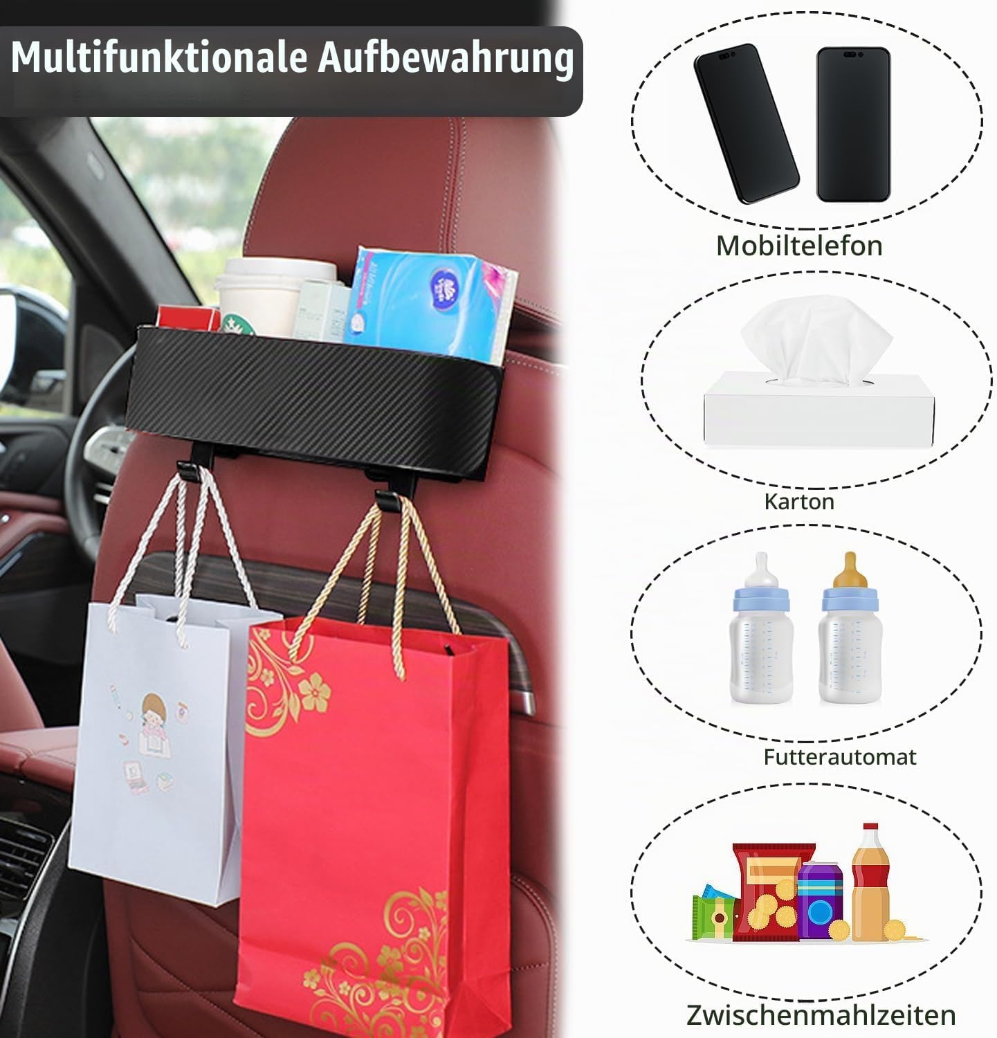 Organizzatore Sedile Auto per Baby for Skoda Superb 2012-2015 | consentendo di riporre bevande, telefoni, fazzoletti e oggetti personali senza ostacolare lo spazio per le gambe,1 Pezzo