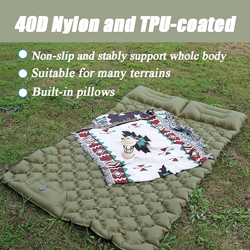Miniatura 4 de Colchoneta de dormir inflable con almohada, almohadilla de campamento con bomba de pie incorporada, almohadilla de colchón ligera para acampar en
