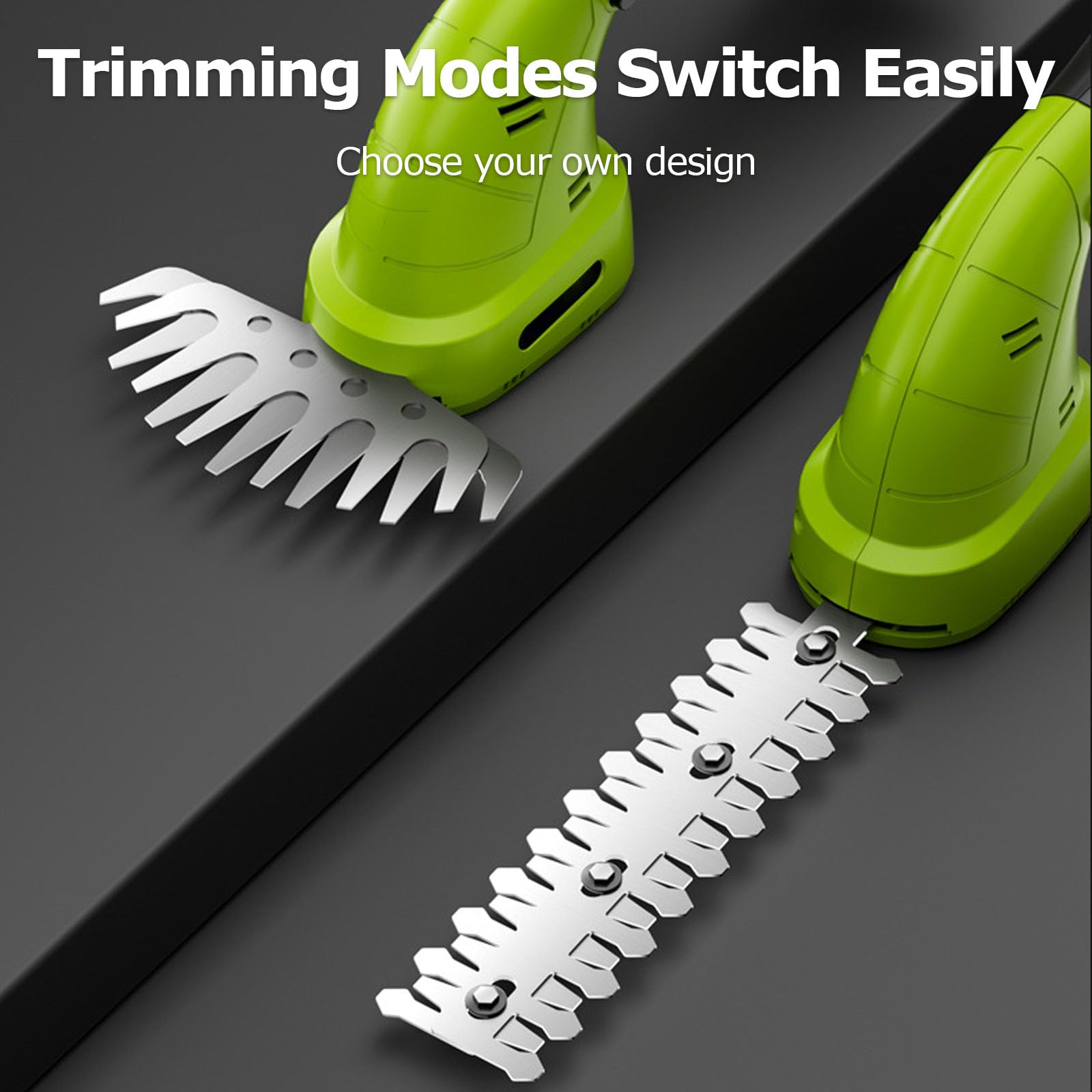 Cortasetos y Tijera de Césped Inalámbrica 2 en 1, Cortasetos de Mano de 1580W con 2 Modos de Poda, Protección Inteligente de 9 Capas para Jardinería, Corte y Recorte 2 Batteries