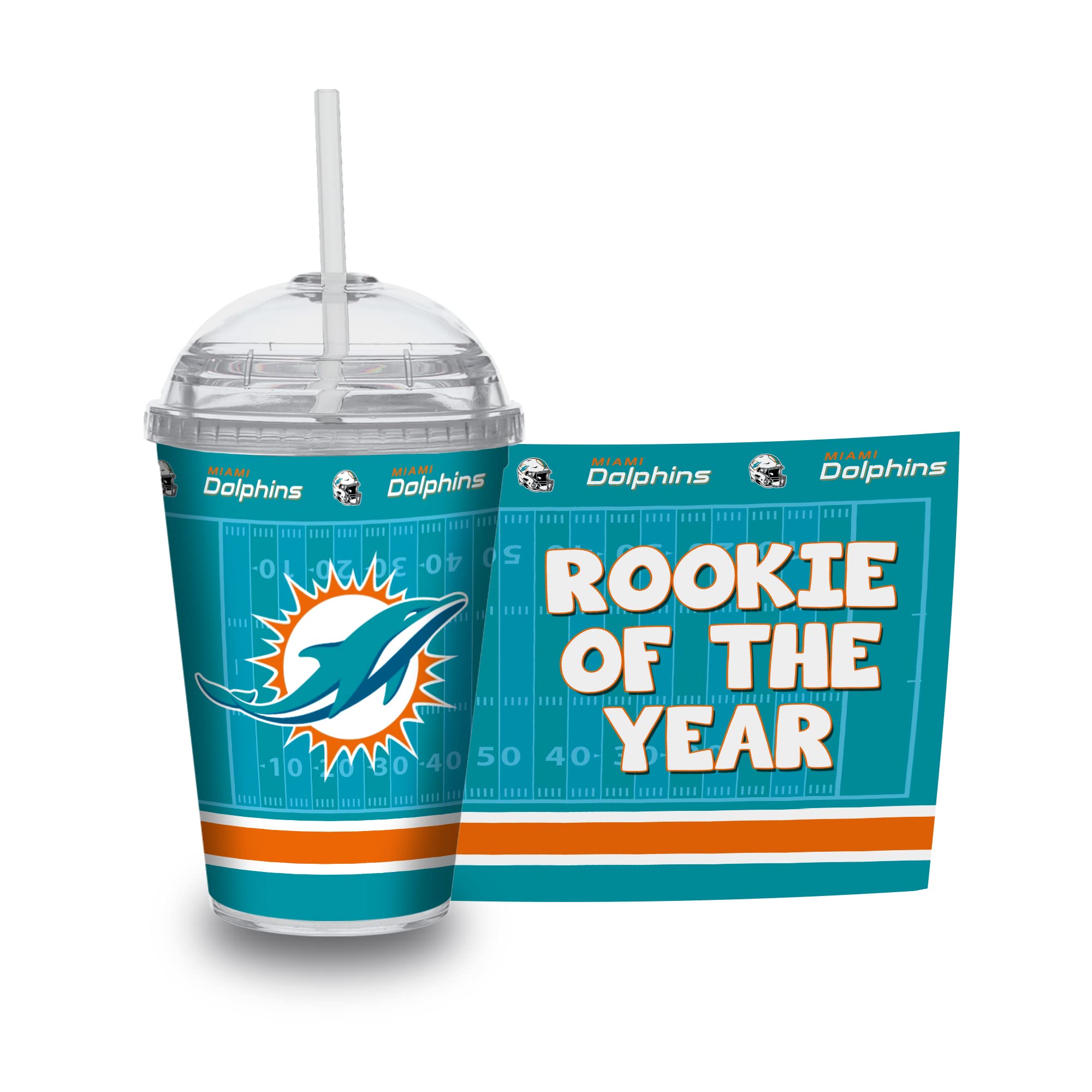 Rico Industries NFL Football Rookie of The Year 12oz Acrylic Tumbler, Youth Tumbler with Swirly Straw