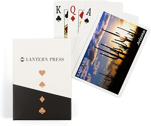 Lantern Press Parque Nacional Saguaro, Arizona, amanecer, fotografía (52 cartas de juego, baraja de cartas de tamaño póker con comodines)