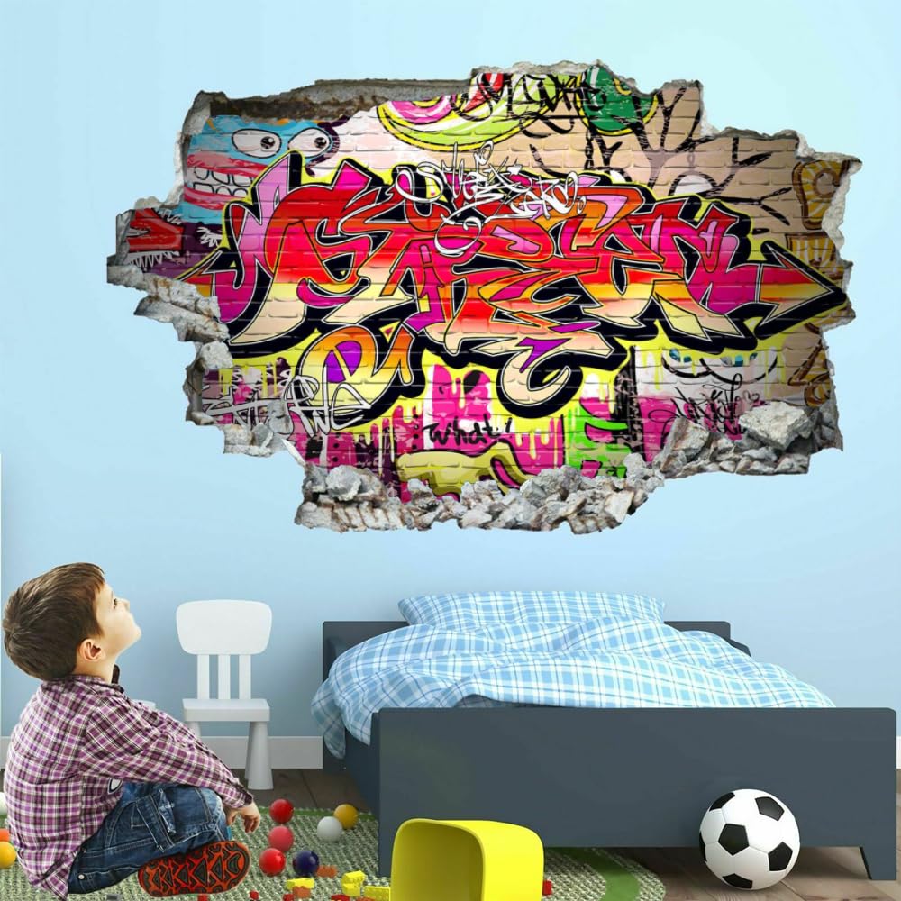Adesivi per decorazioni da parete Graffiti Art Poster rimovibili da muro per personaggi del tatuaggio fracassato per domestica Soggiorno Camera da letto per da muro per la scuola materna