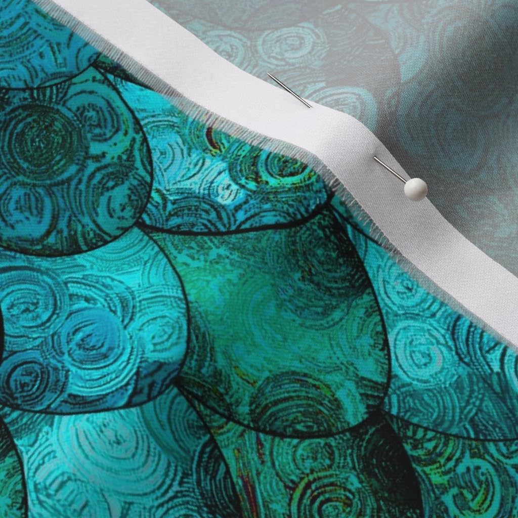 Spoonflower Fabric - Dark Teal Green Mermaid Scales Siren Fish Scale Folklore Aquatic Printed on Organic Cotton Sateen Fabric by The Yard - Sewing Quilting Apparel Home Decor
