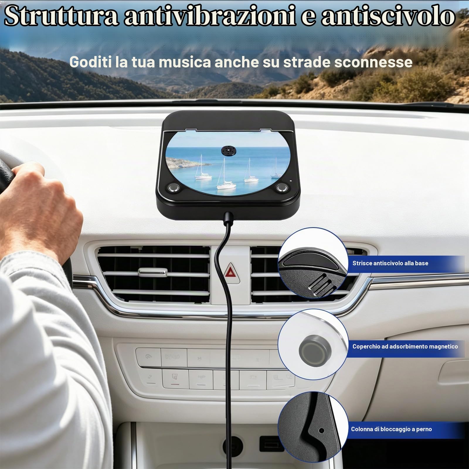 Lettore CD Portatile per Auto, Lettore CD Esterno Universale Portatile