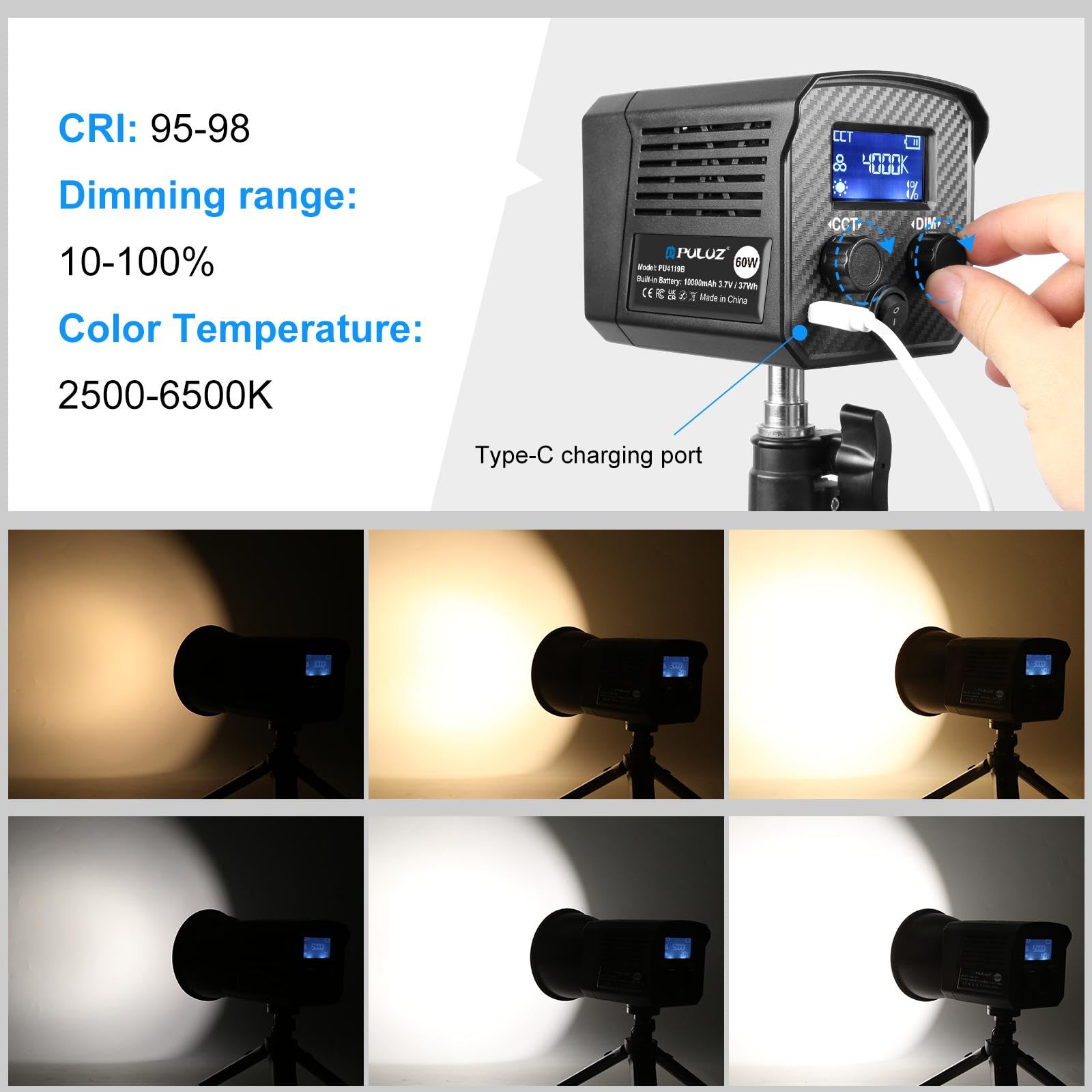 Amazon | PULUZ 60W COB撮影ライト 生放送/商品撮影/屋外撮影用補光