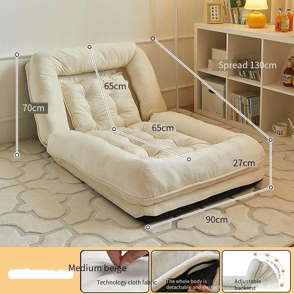 Folding Sofa Lounge Chair for Humans and Pets, Ideal Balcony Or Bedroom Dog Bed for Adults- Adjustable 5-Speed Support