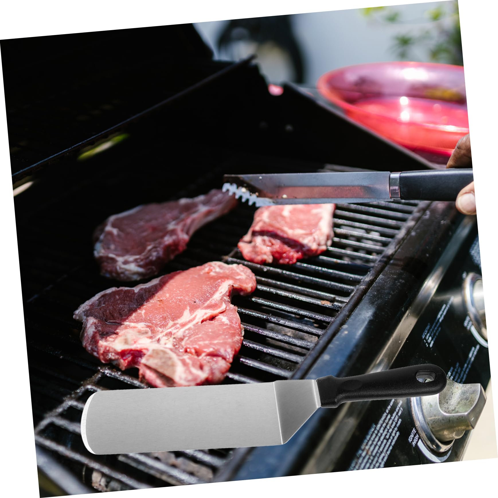 Gatuida Set di 1 Spatola per Grill in Acciaio Inossidabile Manico in PP per Rivoltare Carni e Frittelle, Utensile da Cucina Semplice da Pulire per Uso su Piastra, Piano Cottura e Barbecue