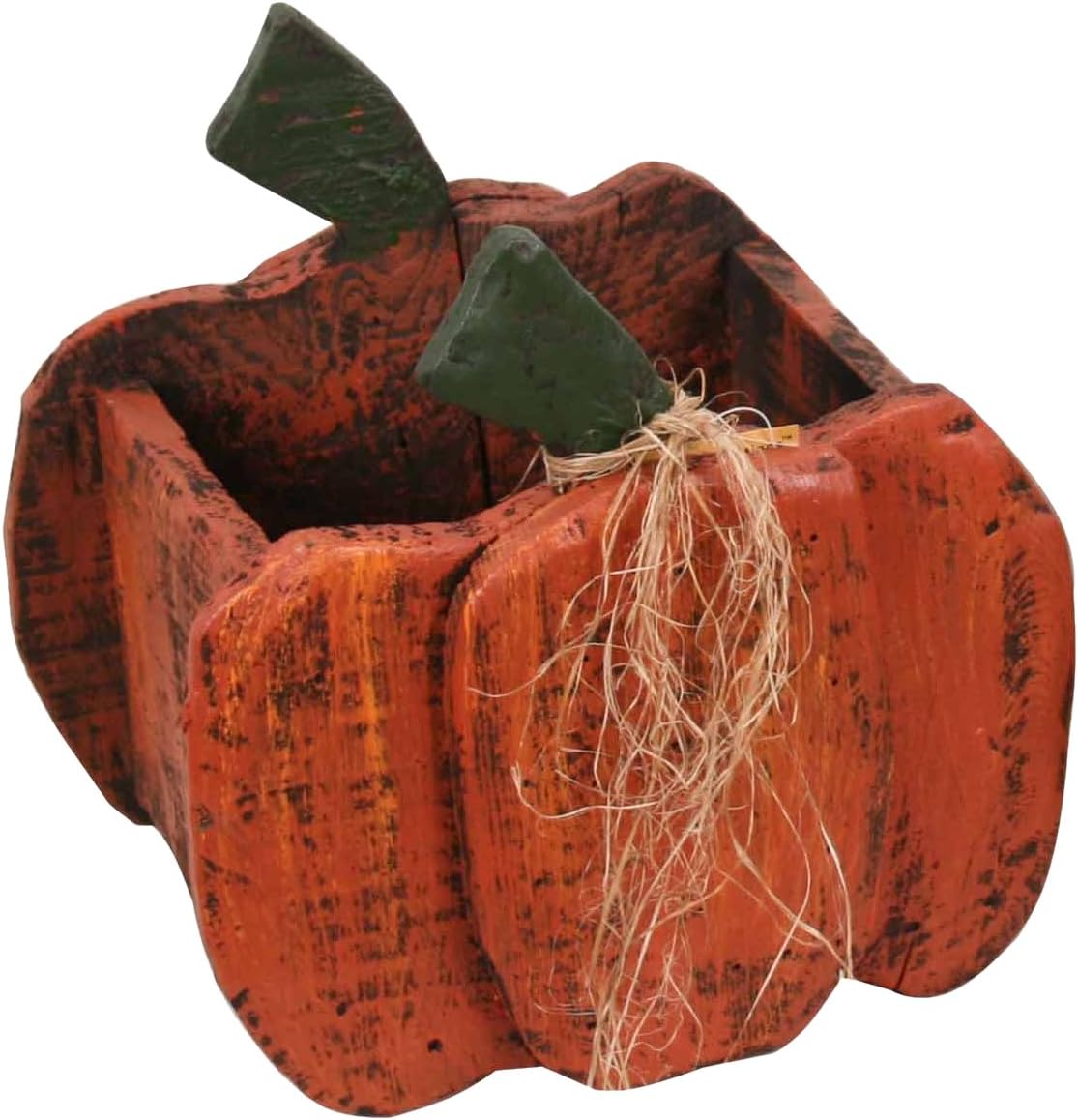 ZH09006 Wooden Pumpkin Garden Accent, 8.5 by 6.5-Inch, Orange