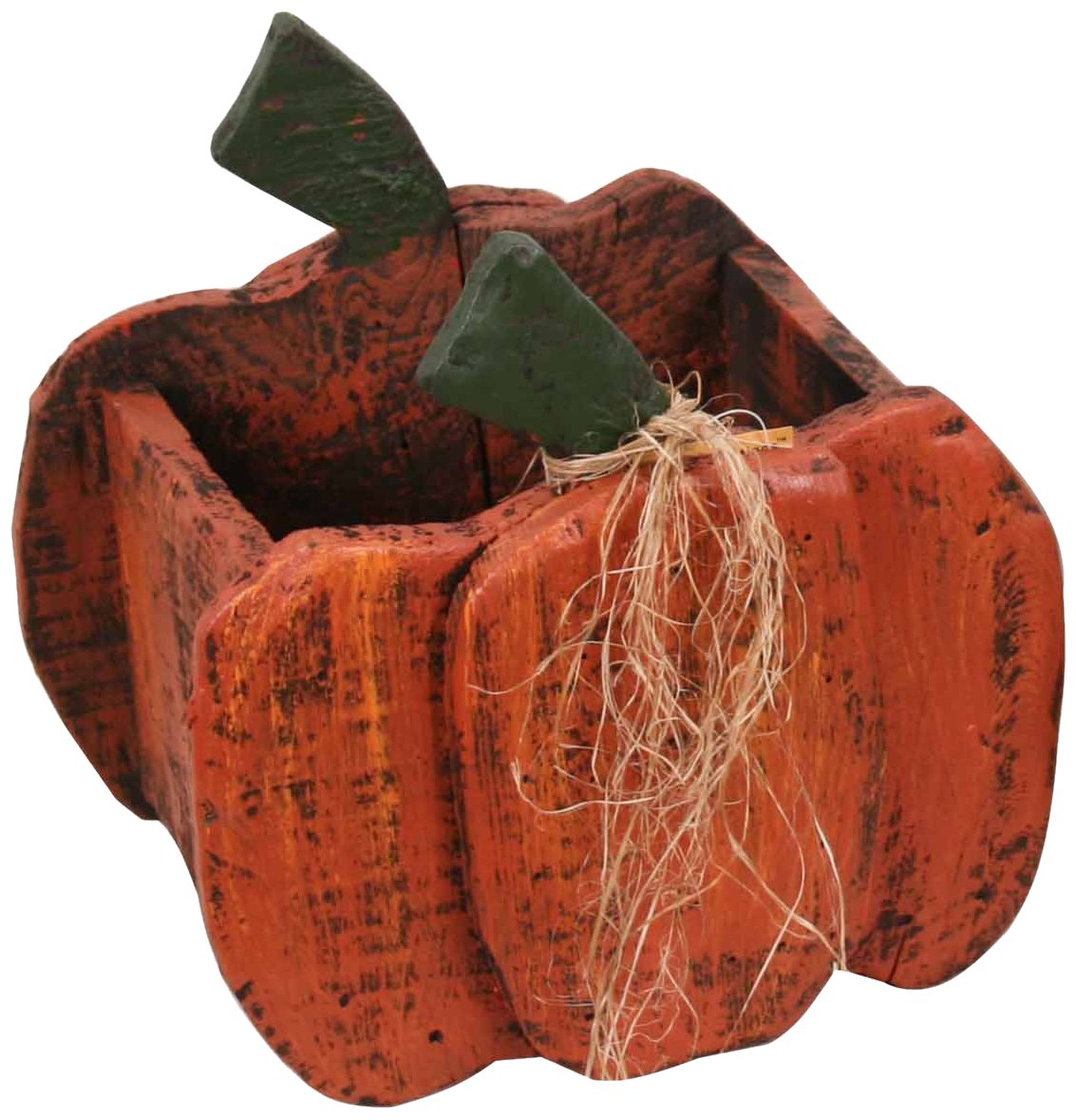 ZH09006 Wooden Pumpkin Garden Accent, 8.5 by 6.5-Inch, Orange