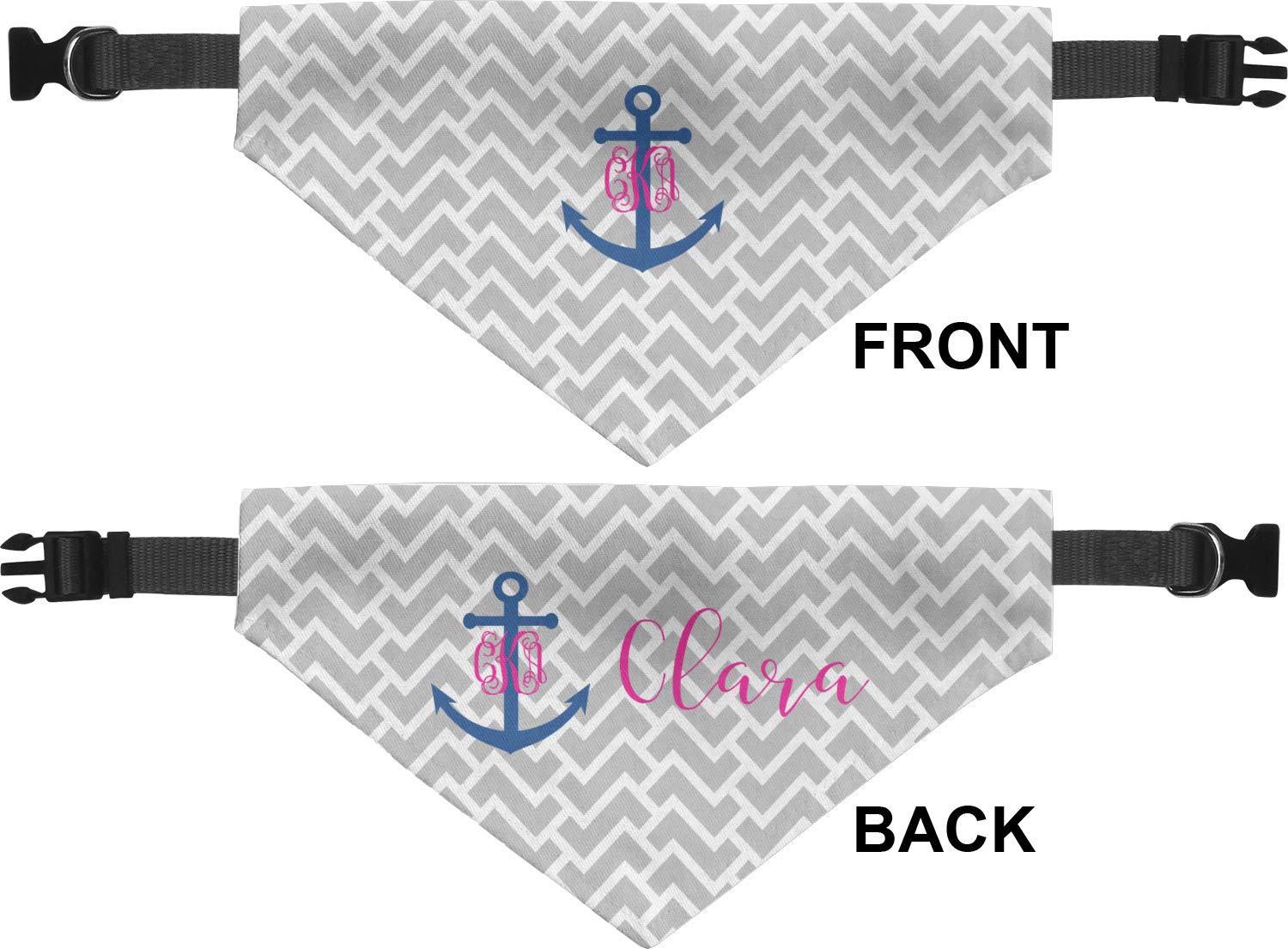 RNK Shops Personalized Monogram Anchor Dog Bandana - Medium