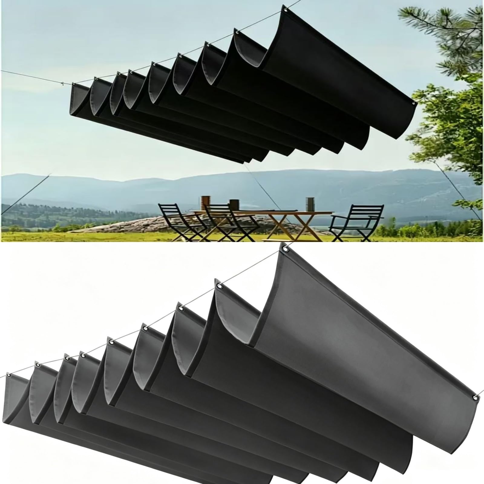 Markiza Przeciwsłoneczna 75x180cm Blokujący 98% UV Żagiel Przeciwsłoneczny Do Pergoli Z Oczkami I Sznurkiem Do Ogrodu Zewnętrznego, Patio, Trawnika, Ciemny szary