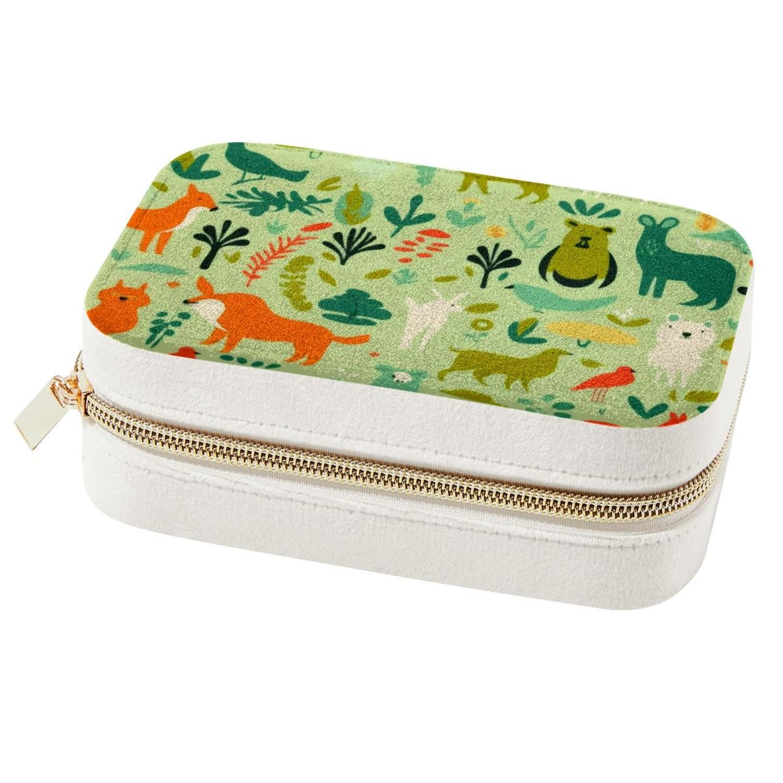 Boîte à bijoux filles et femmes motif animal vert pour cadeau idéal