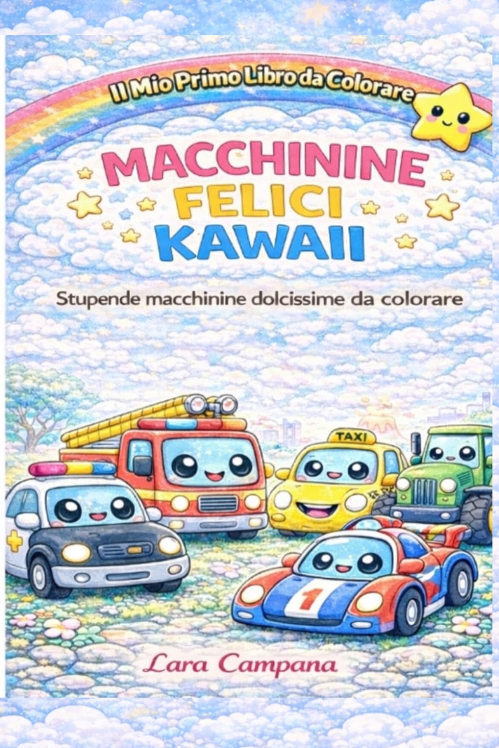 MACCHININE FELICI KAWAII: Dolcissime macchinine da colorare (Disegni kawaii)