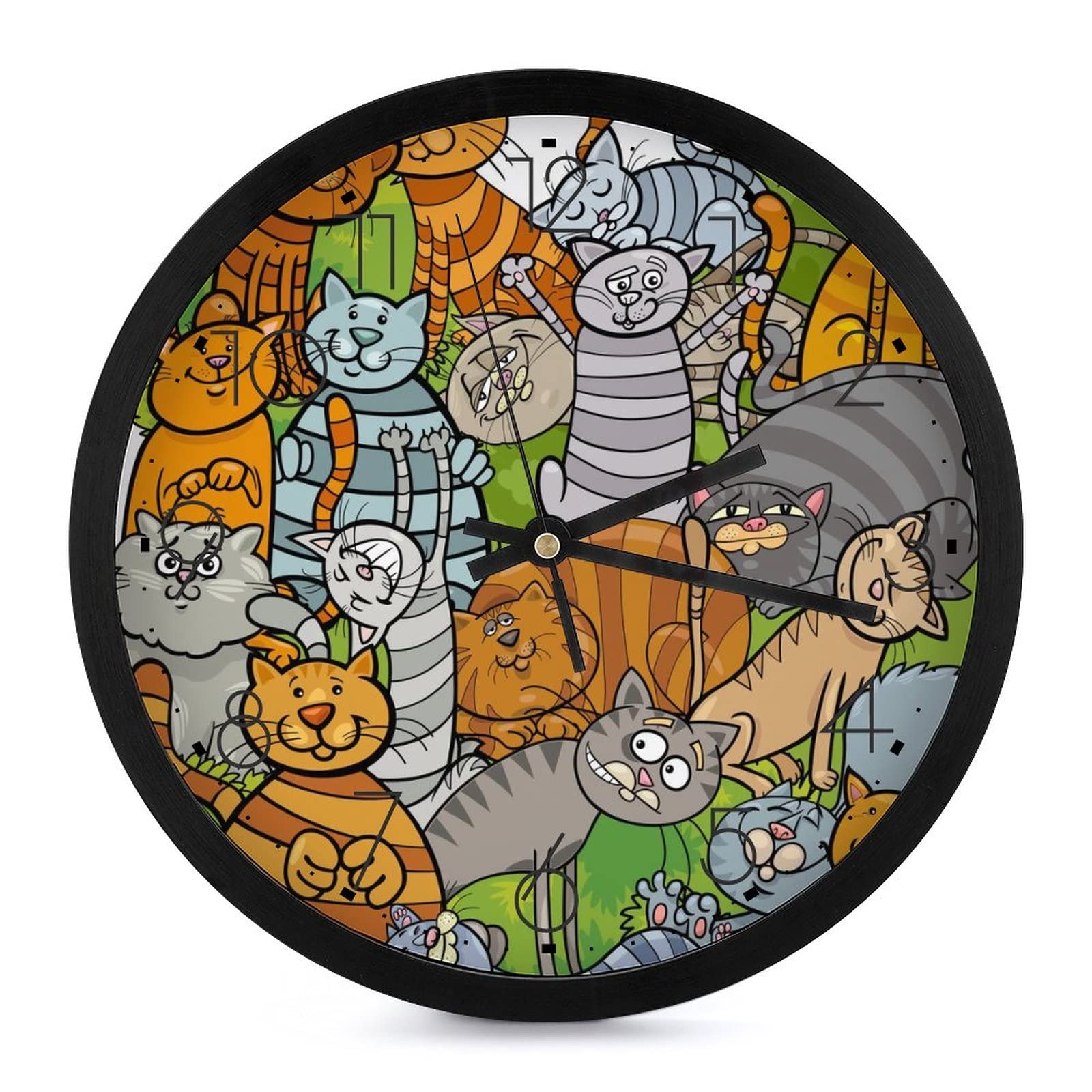Pendule silencieuse chat brun gris pour une chambre d'enfant douce et calme